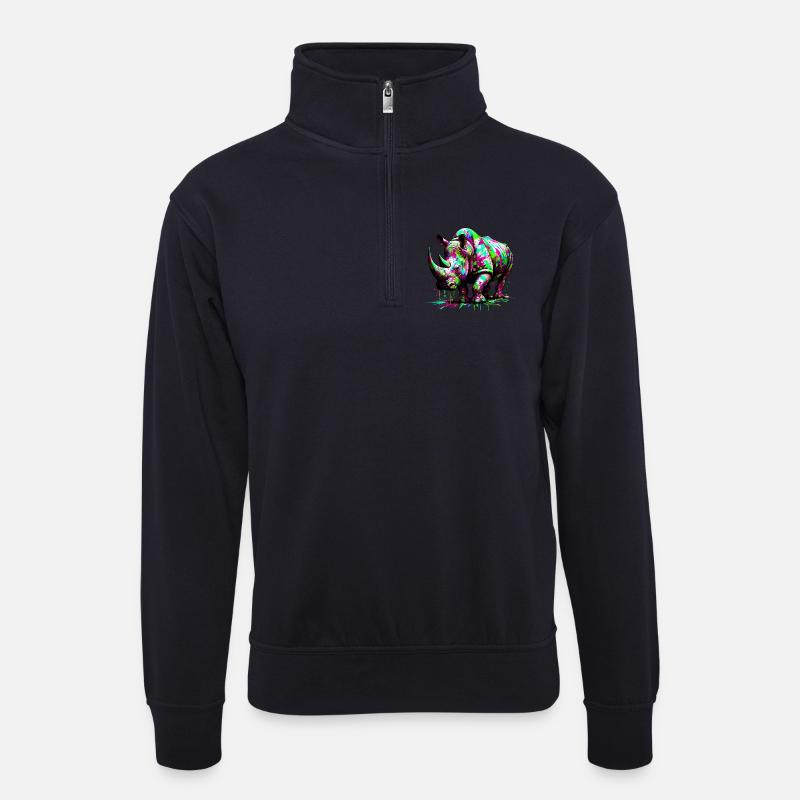 Nashorn - Unisex Pullover mit Zip-Kragen - Dunkelnavy