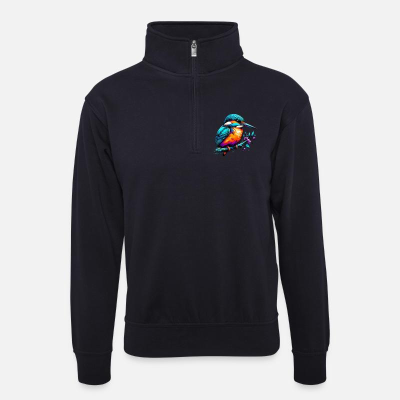 Eisvogel - Unisex Pullover mit Zip-Kragen - Dunkelnavy