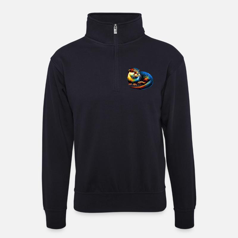 Otter - Unisex Pullover mit Zip-Kragen - Dunkelnavy
