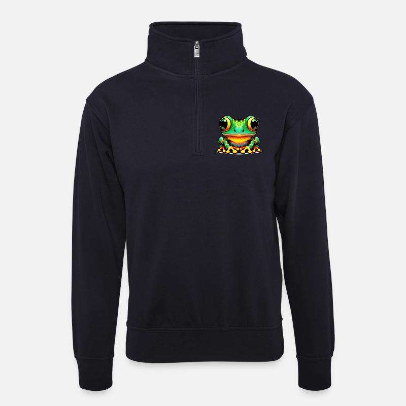 Frosch - Unisex Pullover mit Zip-Kragen - Dunkelnavy