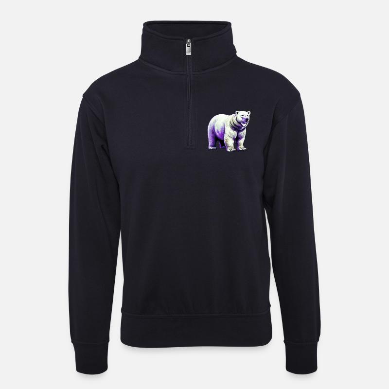 Weißer Eisbär - Unisex Pullover mit Zip-Kragen - Dunkelnavy