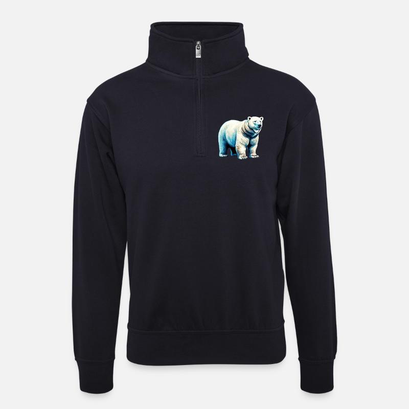 Weißer Eisbär - Unisex Pullover mit Zip-Kragen - Dunkelnavy