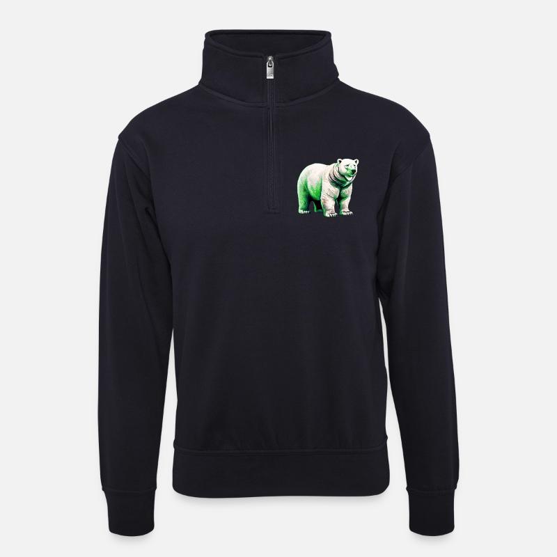 Weißer Eisbär - Unisex Pullover mit Zip-Kragen - Dunkelnavy