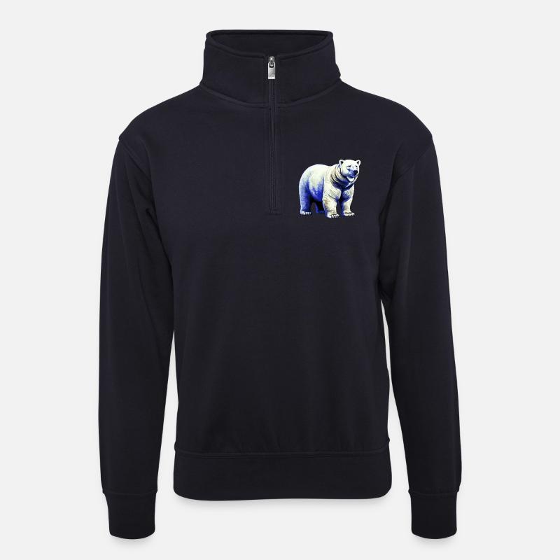 Weißer Eisbär - Unisex Pullover mit Zip-Kragen - Dunkelnavy