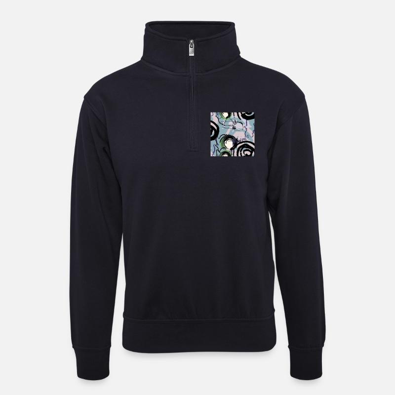 Handgezeichnete Formen - Unisex Pullover mit Zip-Kragen - Dunkelnavy
