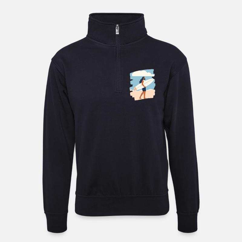 Surfer - Unisex Pullover mit Zip-Kragen - Dunkelnavy