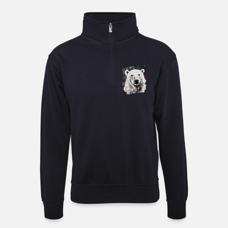 Eisbär - Unisex Pullover mit Zip-Kragen - Dunkelnavy