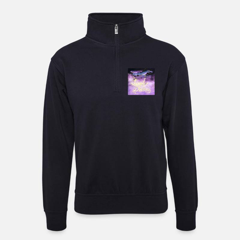 Sweet Dreams Space-Whale - Unisex Pullover mit Zip-Kragen - Dunkelnavy