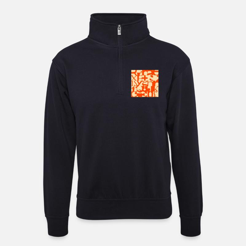 Letterkacheln - Unisex Pullover mit Zip-Kragen - Dunkelnavy