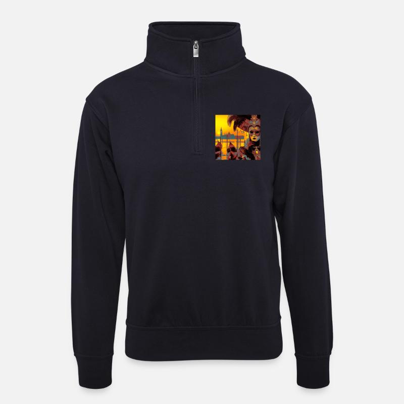 Venezianischer Karneval - Unisex Pullover mit Zip-Kragen - Dunkelnavy