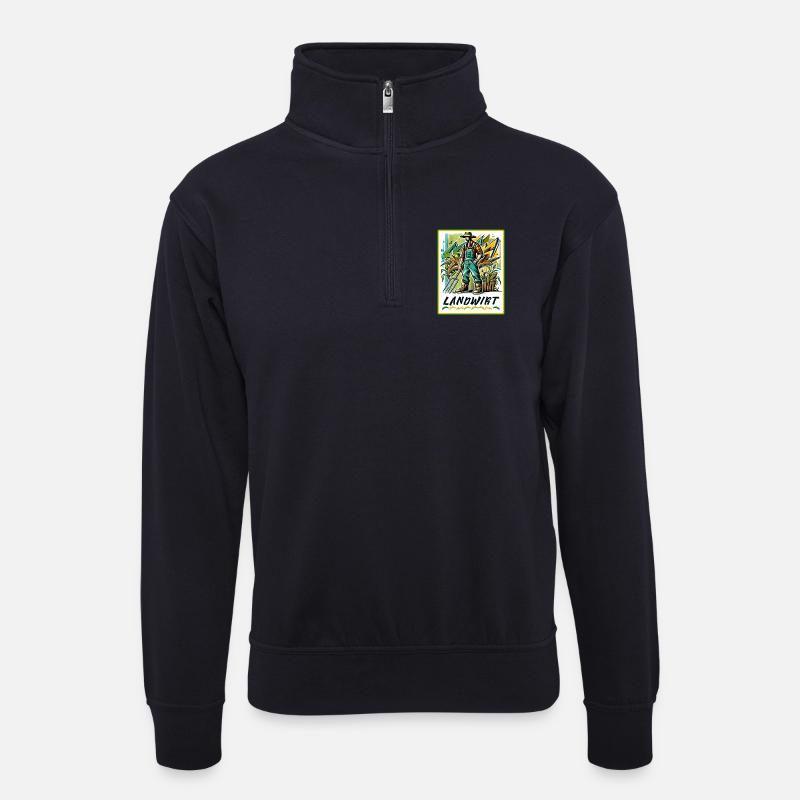 Stolzer Landwirt im Graffiti Style - Unisex Pullover mit Zip-Kragen - Dunkelnavy