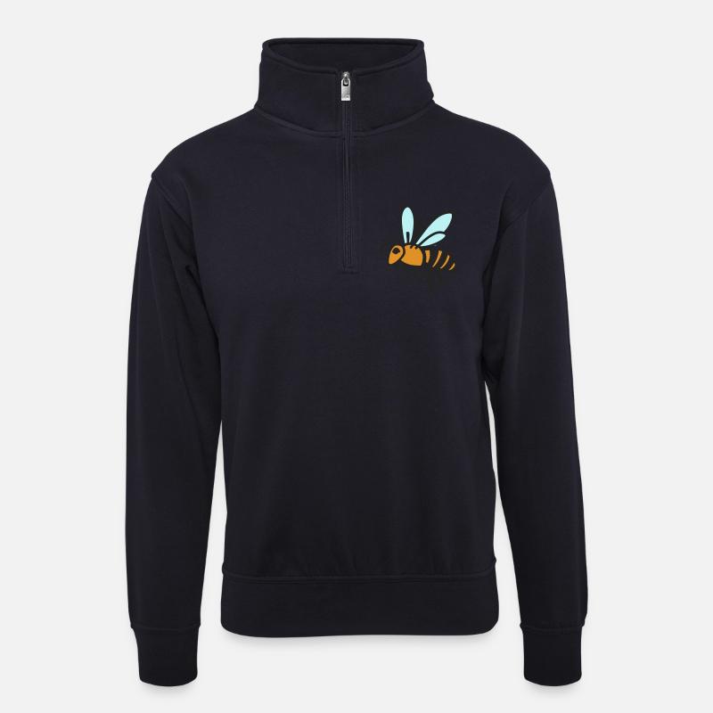 Biene - Unisex Pullover mit Zip-Kragen - Dunkelnavy
