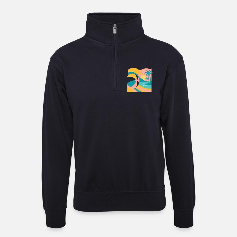 Beachball Bliss - Unisex Pullover mit Zip-Kragen - Dunkelnavy
