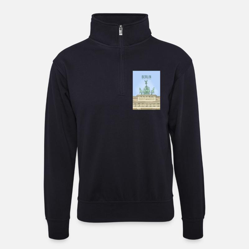 Berlin, Deutschland - Unisex Pullover mit Zip-Kragen - Dunkelnavy