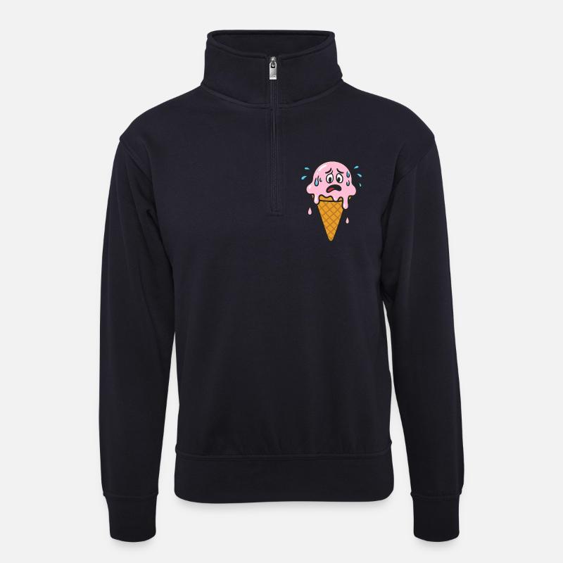 Eistüte Karikatur - Unisex Pullover mit Zip-Kragen - Dunkelnavy