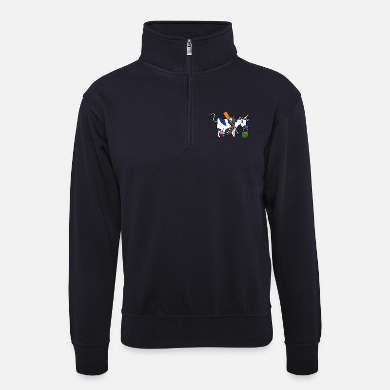 BAVARIAN UNICORN Rafting - Unisex Pullover mit Zip-Kragen - Dunkelnavy