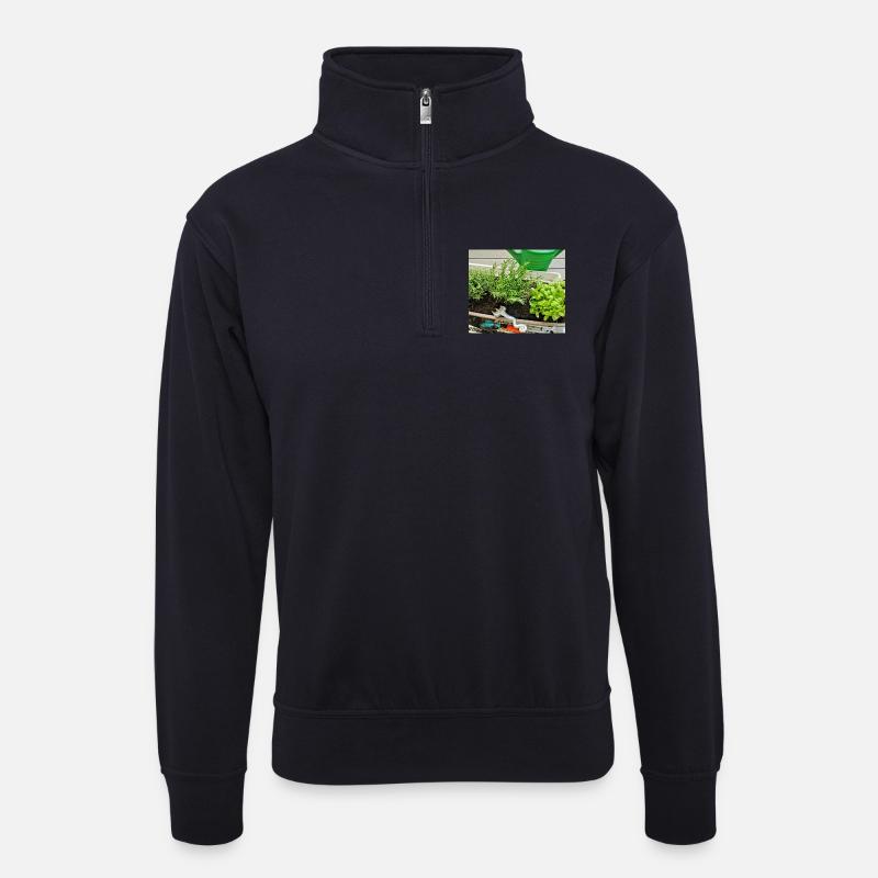 Kräuter - Unisex Pullover mit Zip-Kragen - Dunkelnavy