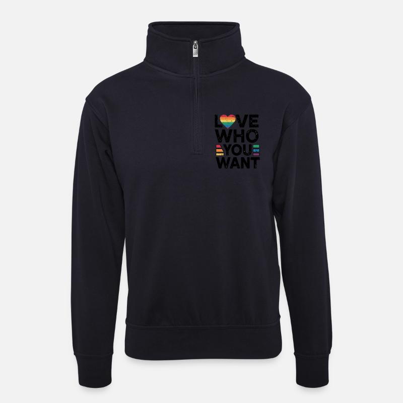 Regenbogenherz Pride Print - Unisex Pullover mit Zip-Kragen - Dunkelnavy