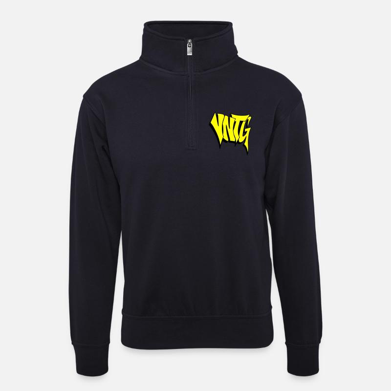 VNTG - Unisex Pullover mit Zip-Kragen - Dunkelnavy