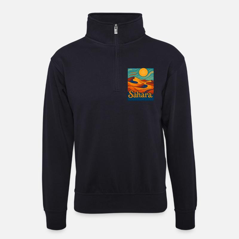 Sahara Wüstentraum - Unisex Pullover mit Zip-Kragen - Dunkelnavy