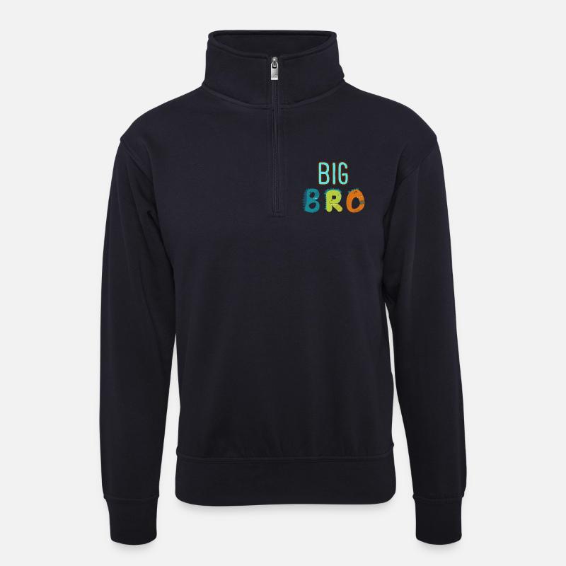 Großer Bruder - Big Bro - Unisex Pullover mit Zip-Kragen - Dunkelnavy