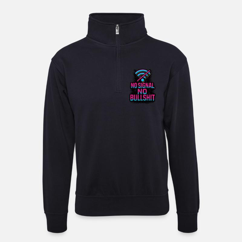 Offline Warrior - Unisex Pullover mit Zip-Kragen - Dunkelnavy