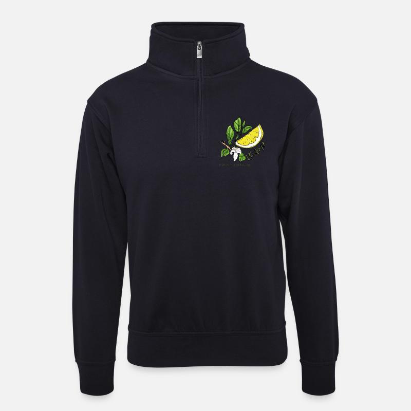 Zitrone - Unisex Pullover mit Zip-Kragen - Dunkelnavy