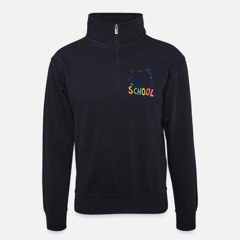 School Time - Unisex Pullover mit Zip-Kragen - Dunkelnavy