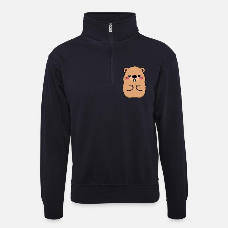 Murmeltier - Unisex Pullover mit Zip-Kragen - Dunkelnavy