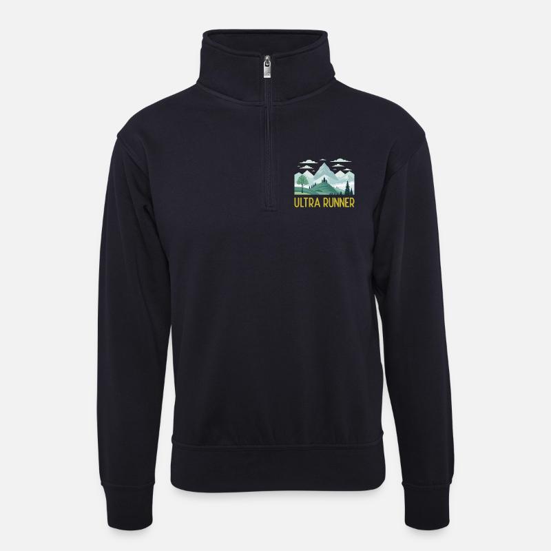 Ultra-Läufer - Unisex Pullover mit Zip-Kragen - Dunkelnavy
