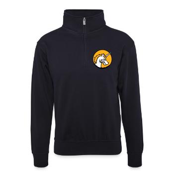 Unicorn Evil Angry Attack Teeth Grinding Sour - Unisex sweater with zip collar - dark navy - Front