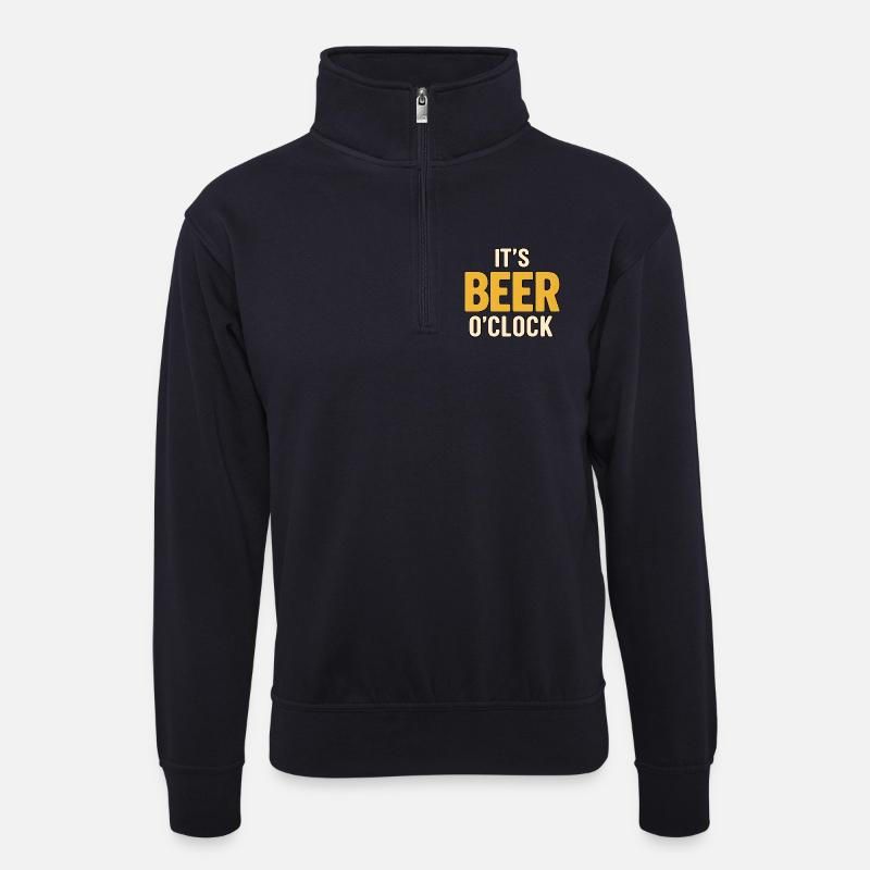 It’s Beer O’Clock - Unisex Pullover mit Zip-Kragen - Dunkelnavy