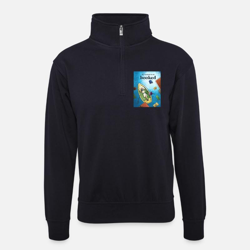Meer der Worte - Unisex Pullover mit Zip-Kragen - Dunkelnavy