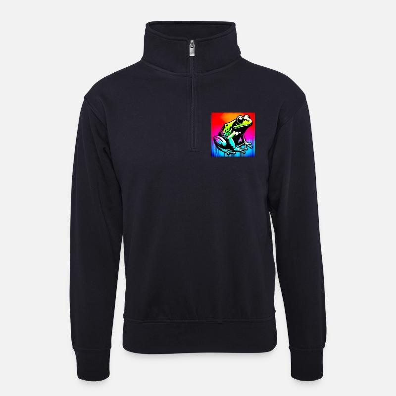 Frosch - Unisex Pullover mit Zip-Kragen - Dunkelnavy