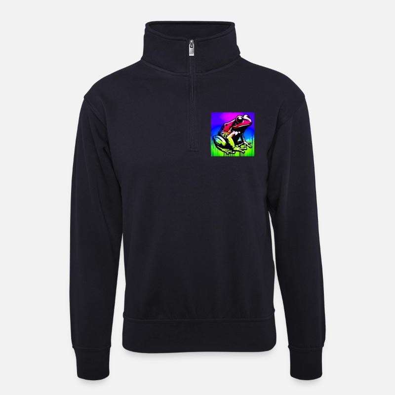 Frosch - Unisex Pullover mit Zip-Kragen - Dunkelnavy