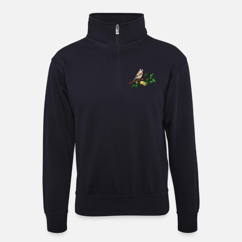 Bunter Vogel - Unisex Pullover mit Zip-Kragen - Dunkelnavy