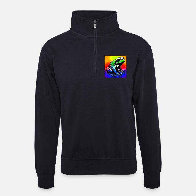 Frosch - Unisex Pullover mit Zip-Kragen - Dunkelnavy