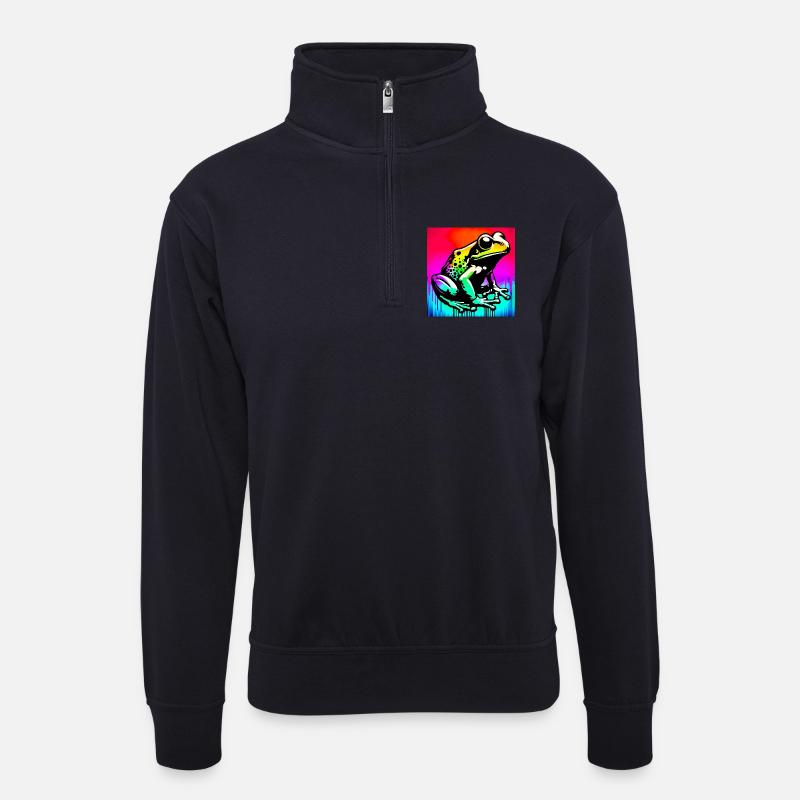 Frosch - Unisex Pullover mit Zip-Kragen - Dunkelnavy