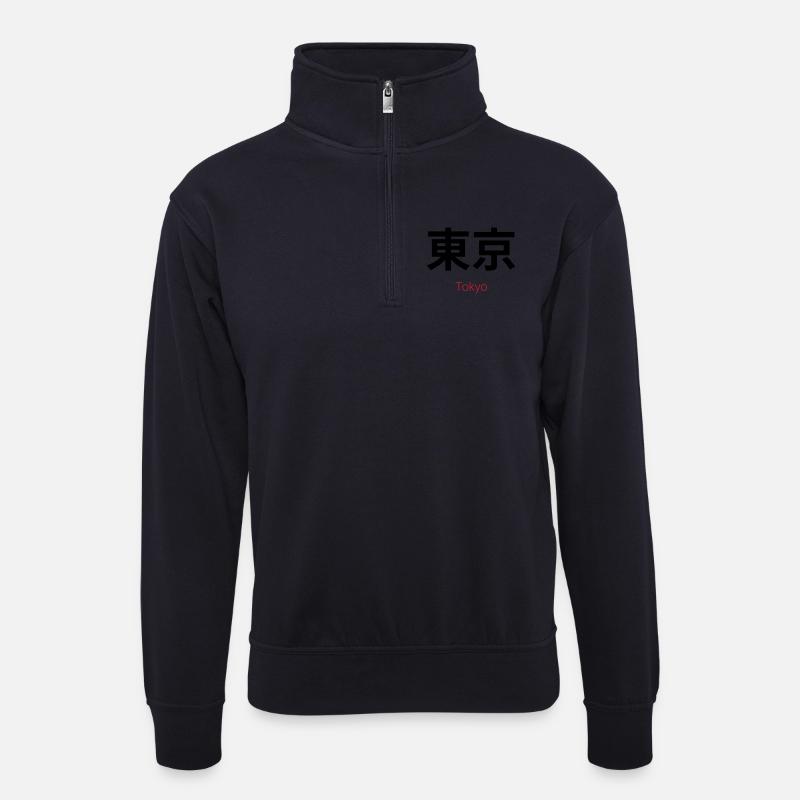 東京 – Tokio, die urbane Seele - Unisex Pullover mit Zip-Kragen - Dunkelnavy