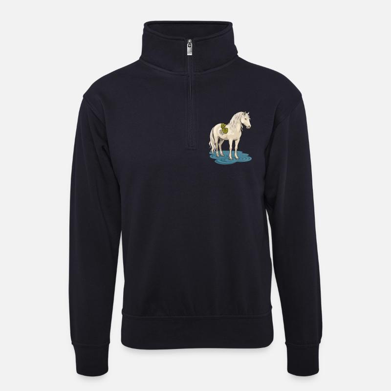 Das Bachpferd - Unisex Pullover mit Zip-Kragen - Dunkelnavy