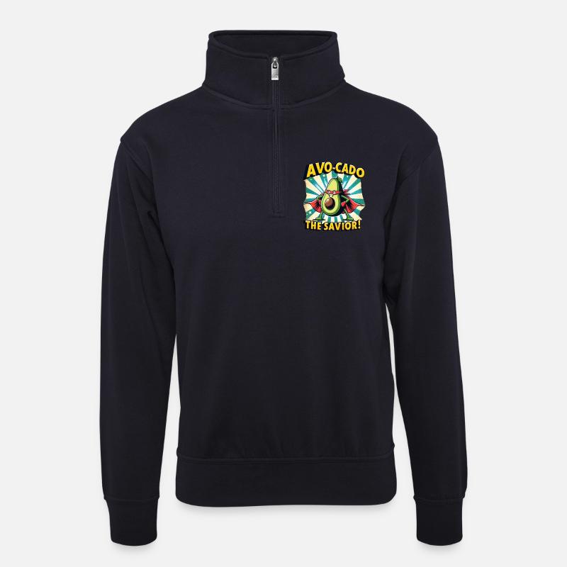 Avo-Cado der Retter - Unisex Pullover mit Zip-Kragen - Dunkelnavy