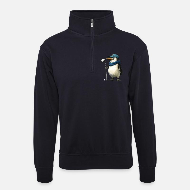 Pinguine Golf - Unisex Pullover mit Zip-Kragen - Dunkelnavy