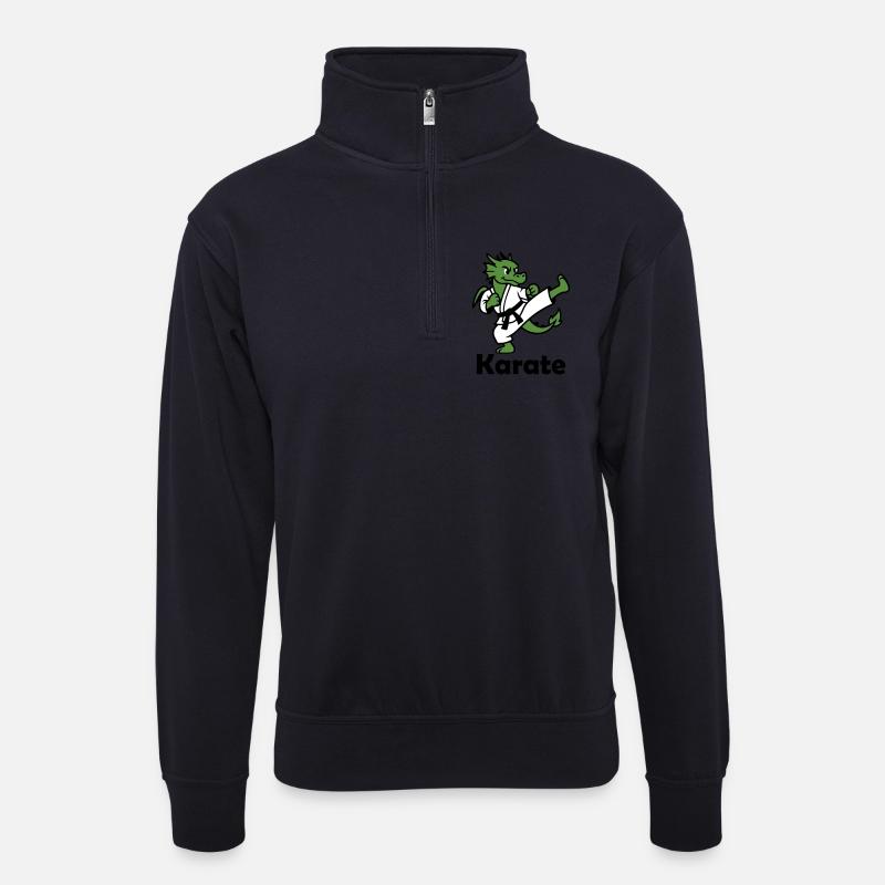 Karate Drache - Unisex Pullover mit Zip-Kragen - Dunkelnavy
