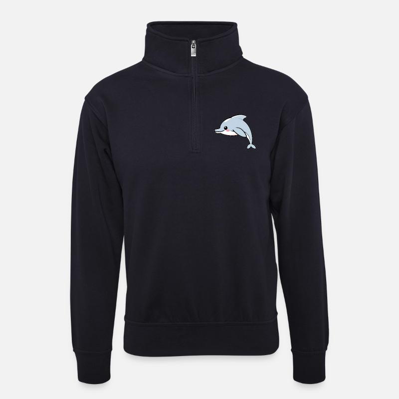 Delfin - Unisex Pullover mit Zip-Kragen - Dunkelnavy