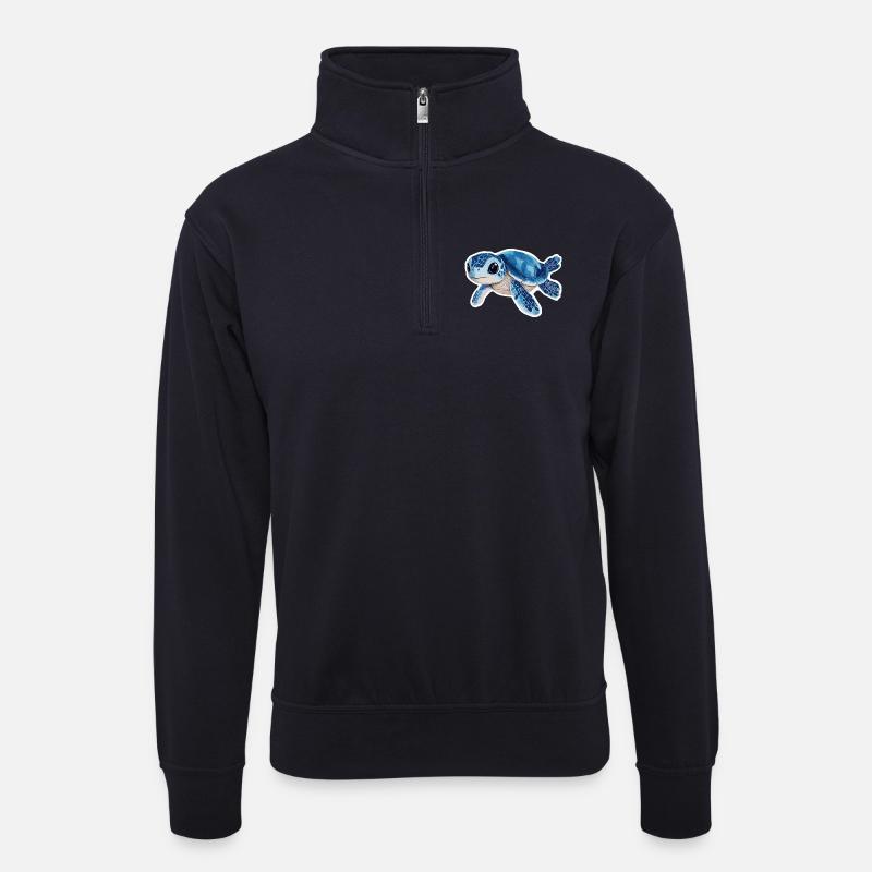 Schildkröte - Unisex Pullover mit Zip-Kragen - Dunkelnavy