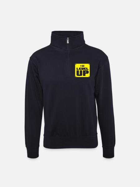 Level up panel - Unisex sweater with zip collar - dark navy