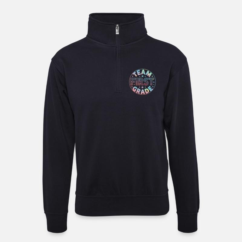 Team First Grade Back To School - Unisex Pullover mit Zip-Kragen - Dunkelnavy