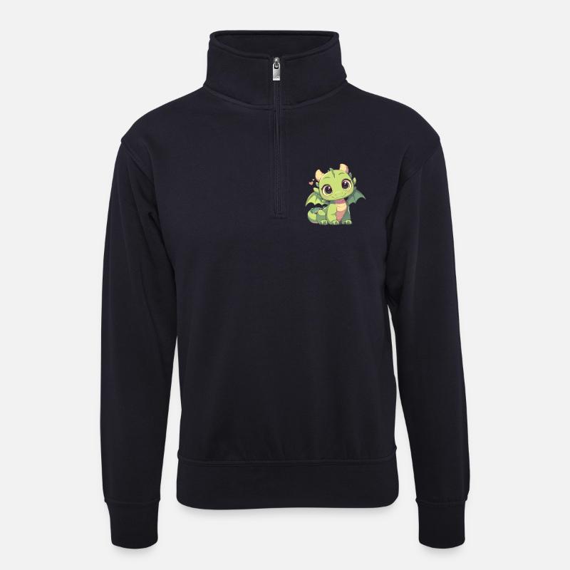 Drachen Drache - Unisex Pullover mit Zip-Kragen - Dunkelnavy