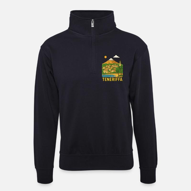 teneriffa - Unisex Pullover mit Zip-Kragen - Dunkelnavy