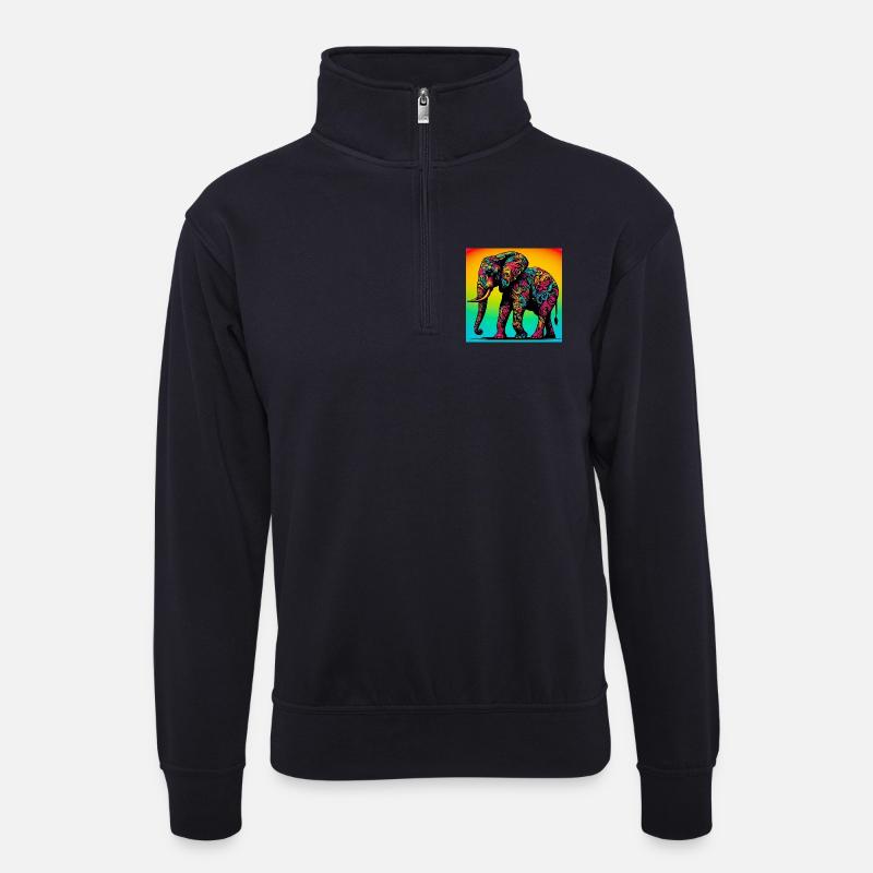 Elefant - Unisex Pullover mit Zip-Kragen - Dunkelnavy